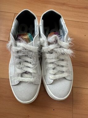 P448 "THEA" RAINBOW White Leather LOW-TOP SNEAKERS Size 40/US 9-9.5